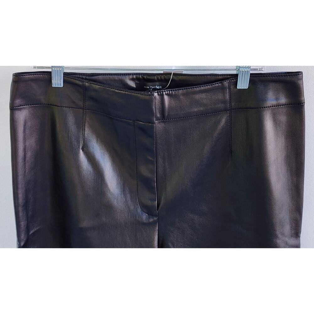 NWT Ann Taylor Vegan Leather Slim Pant Faux Leather Black Cropped Trousers Sz 14 - Picture 7 of 8